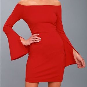 Marseille Red Off-the-Shoulder Red Dress